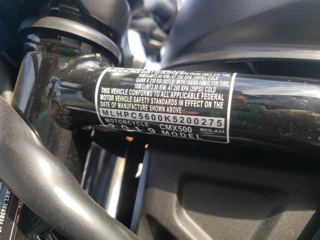 2019 HONDA CMX500 MLHPC5600K5200275