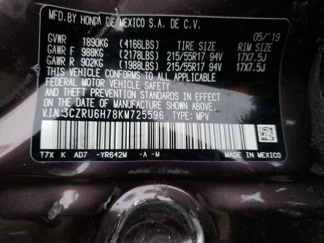 2019 HONDA HR-V EXL 3CZRU6H78KM725596