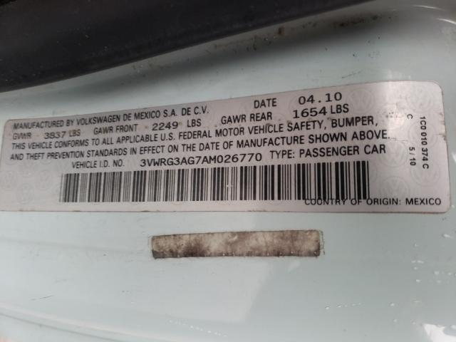 2010 VOLKSWAGEN NEW BEETLE 3VWRG3AG7AM026770