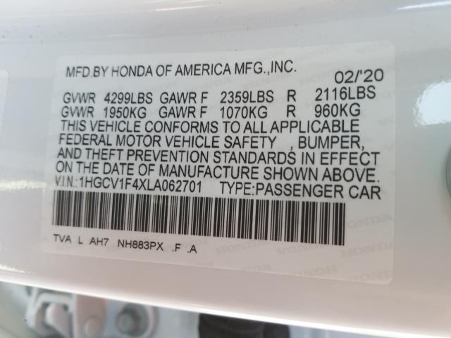 2020 HONDA ACCORD EX 1HGCV1F4XLA062701