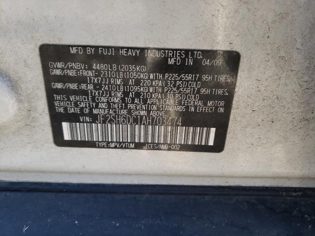 2010 SUBARU FORESTER 2 JF2SH6DC1AH703474