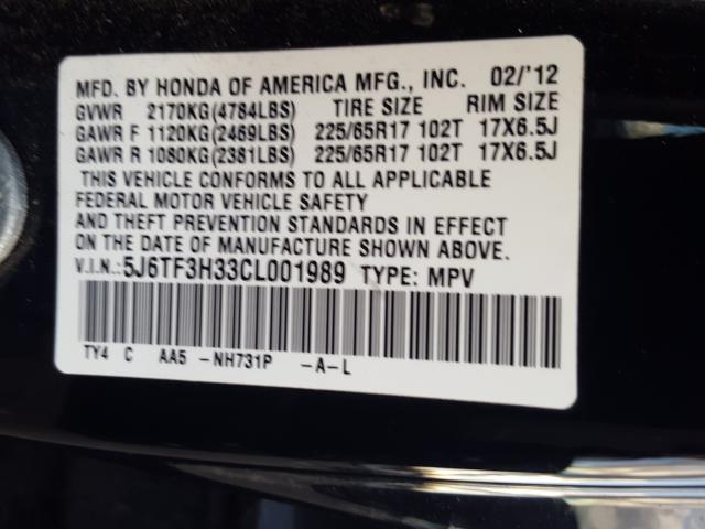 2012 HONDA CROSSTOUR 5J6TF3H33CL001989