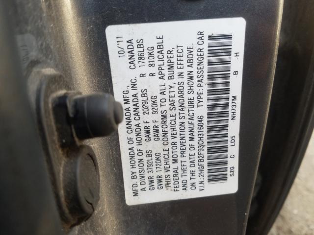 2012 HONDA CIVIC EXL 2HGFB2F93CH316046