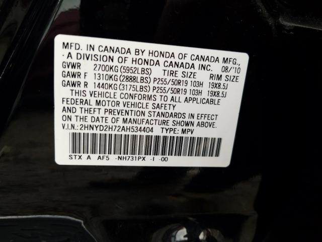 2010 ACURA MDX ADVANC 2HNYD2H72AH534404