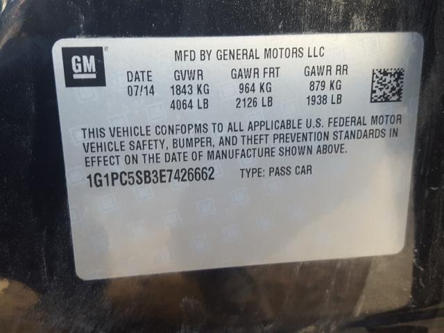 2014 CHEVROLET CRUZE LT - 1G1PC5SB3E7426662