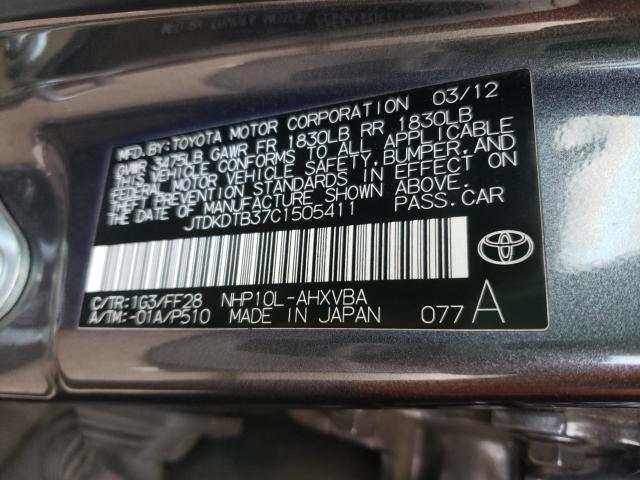 2012 TOYOTA PRIUS C JTDKDTB37C1505411