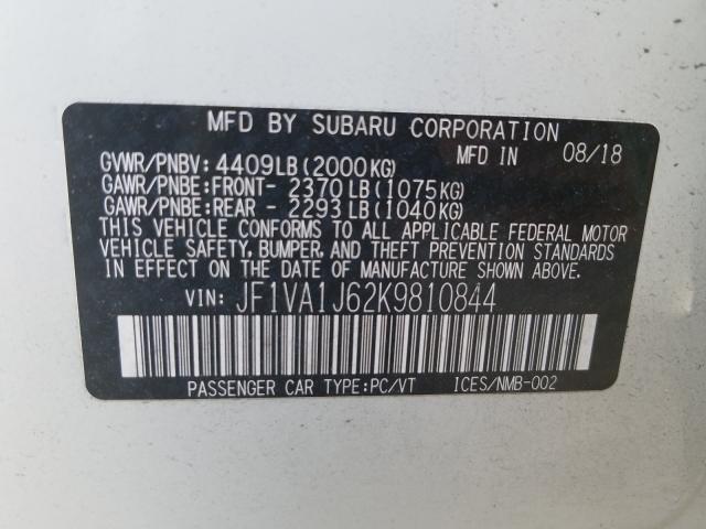 2019 SUBARU WRX LIMITE JF1VA1J62K9810844