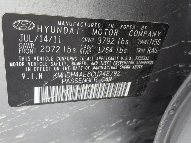 2012 HYUNDAI ELANTRA GL KMHDH4AE8CU248792