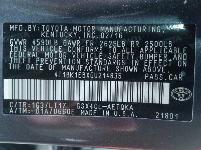 2016 TOYOTA AVALON XLE 4T1BK1EBXGU214835