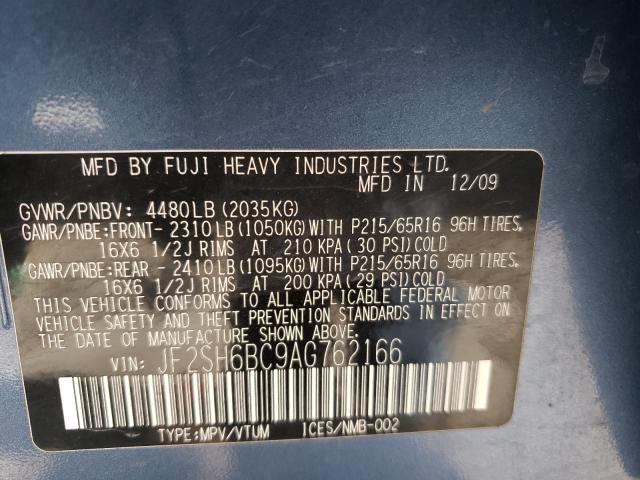 2010 SUBARU FORESTER X JF2SH6BC9AG762166