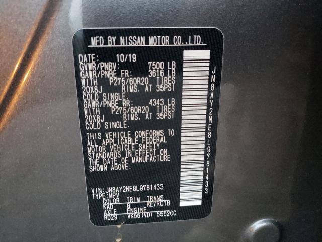 2020 NISSAN ARMADA PLA JN8AY2NE8L9781433