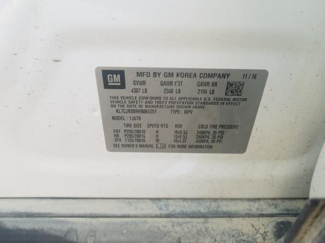2017 CHEVROLET TRAX LS KL7CJNSB9HB064251