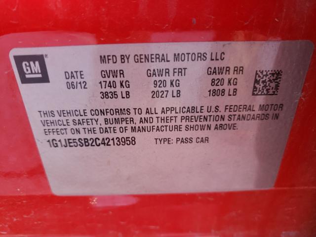 2012 CHEVROLET SONIC LTZ 1G1JE5SB2C4213958