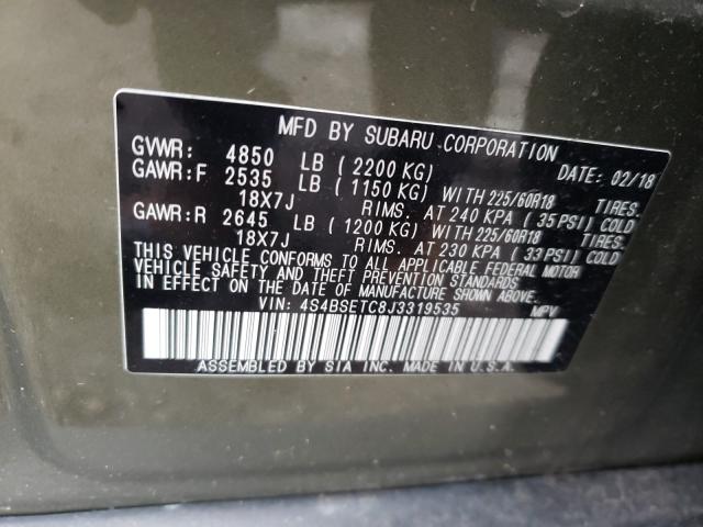 2018 SUBARU OUTBACK TO 4S4BSETC8J3319535