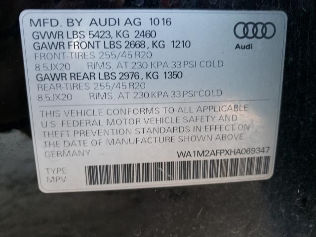 VIN WA1M2AFPXHA069347 2017 Audi Q5, Premium Plus no.10