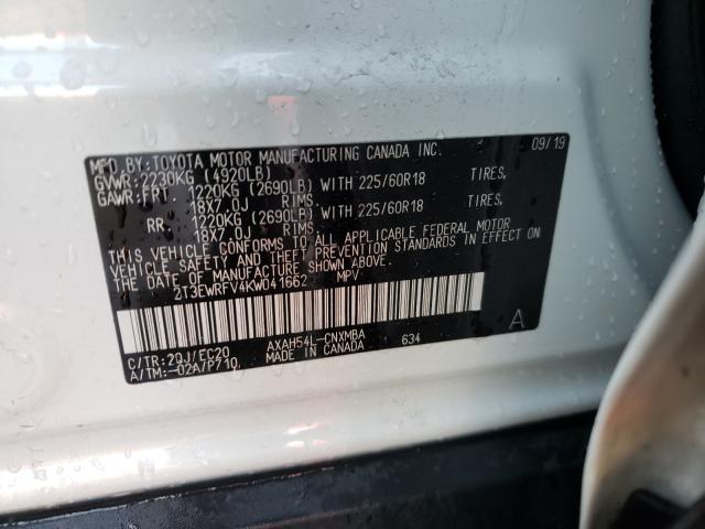 2019 TOYOTA RAV4 XSE 2T3EWRFV4KW041662