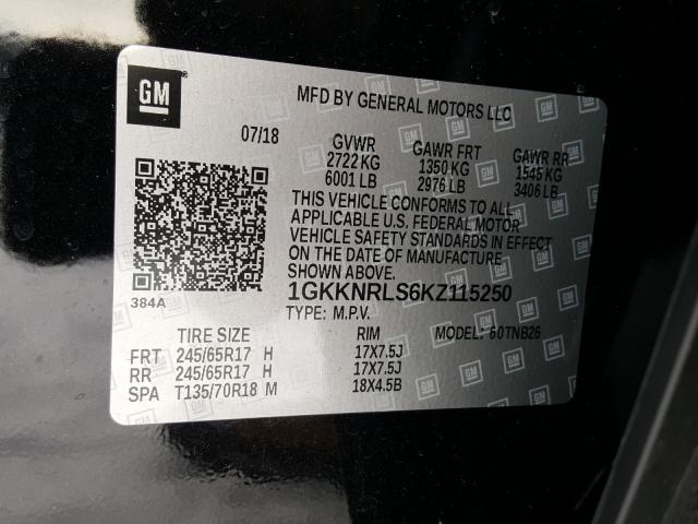 2019 GMC ACADIA SLE 1GKKNRLS6KZ115250