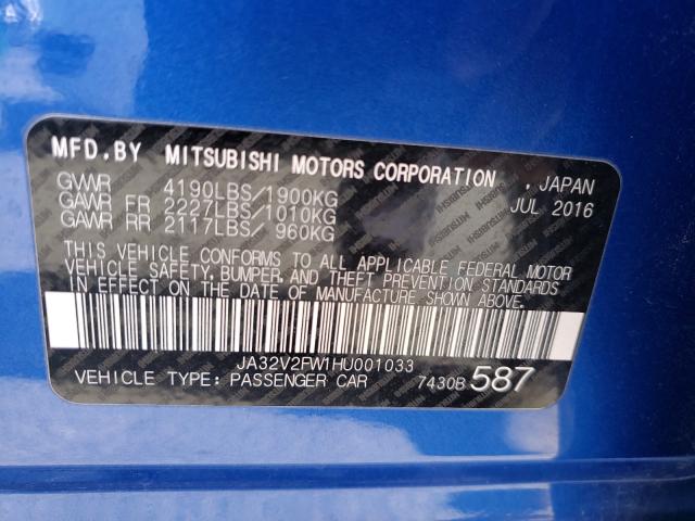 2017 MITSUBISHI LANCER ES JA32V2FW1HU001033