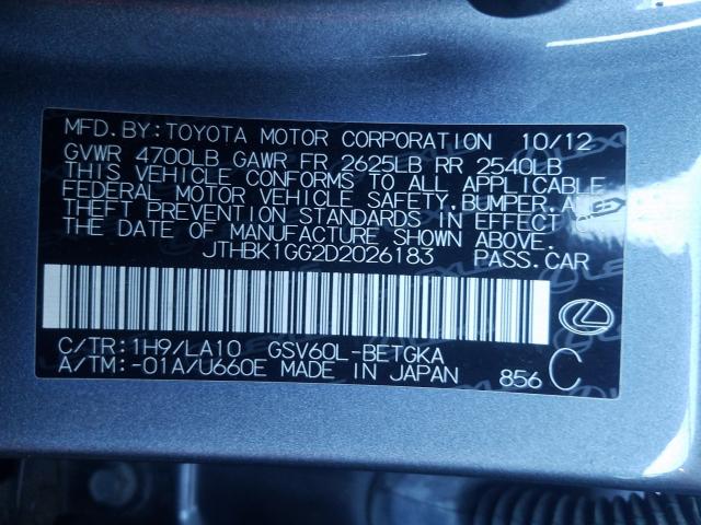 2013 LEXUS ES 350 JTHBK1GG2D2026183