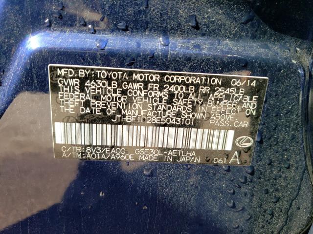 2014 LEXUS IS 250 JTHBF1D28E5043101
