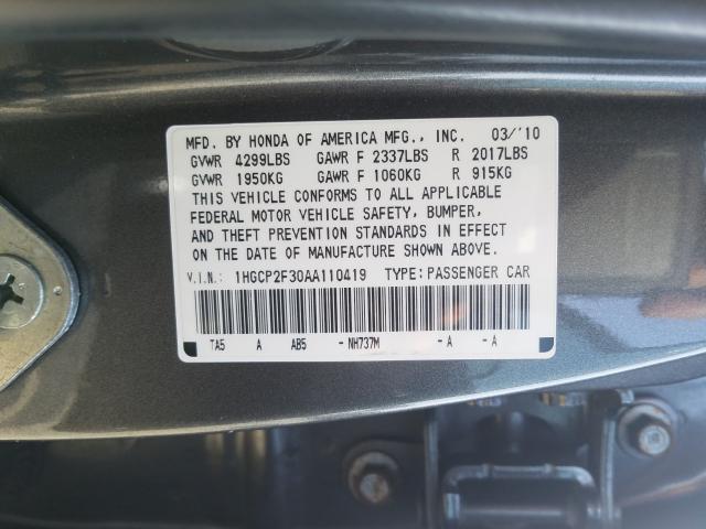 2010 HONDA ACCORD 1HGCP2F30AA110419