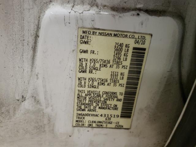 2010 NISSAN FRONTIER C 1N6AD0EVXAC431519