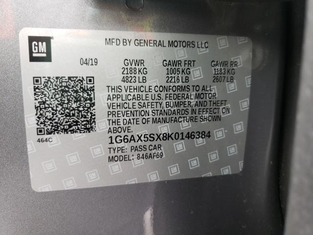 2019 CADILLAC CTS LUXURY 1G6AX5SX8K0146384