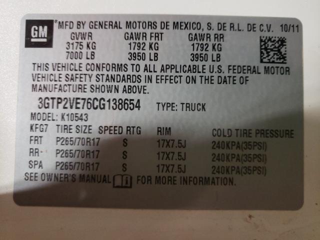 2012 GMC SIERRA K15 3GTP2VE76CG138654