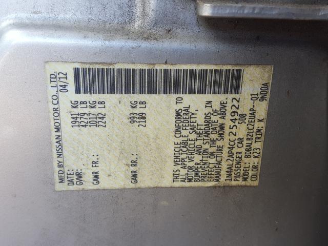 2012 NISSAN ALTIMA BAS 1N4AL2AP4CC254922