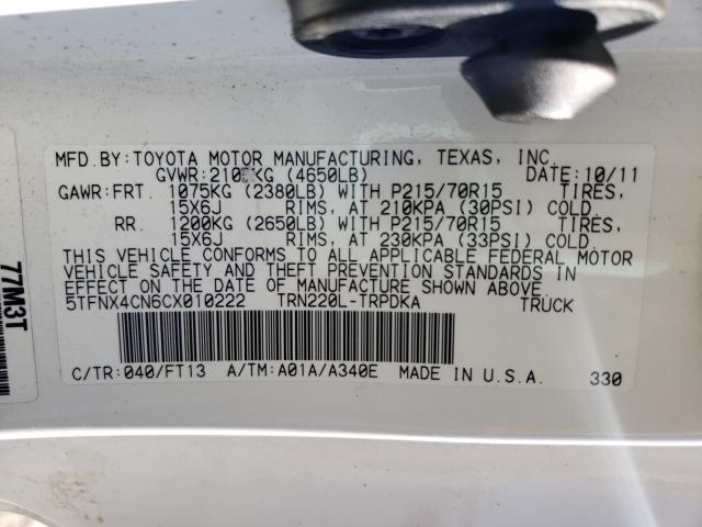 2012 TOYOTA TACOMA 5TFNX4CN6CX010222