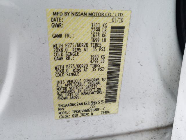 2010 NISSAN ARMADA SE 5N1AA0NC2AN619655