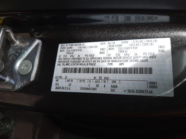 2019 LINCOLN MKC RESERV 5LMCJ3C91KUL01922