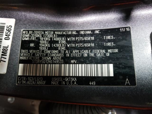 2017 TOYOTA SEQUOIA SR 5TDBY5G12HS149533