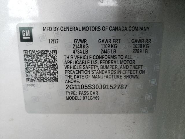 2018 CHEVROLET IMPALA 2G1105S30J9152787