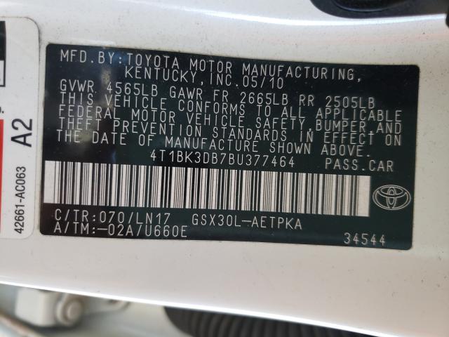 2011 TOYOTA AVALON 4T1BK3DB7BU377464