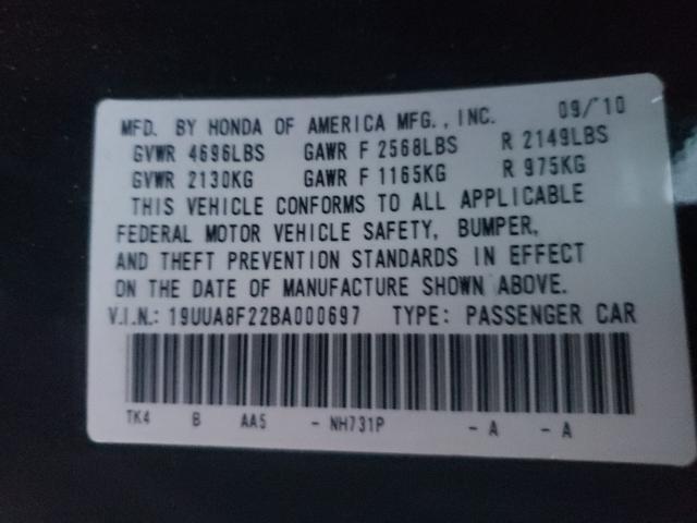 2011 ACURA TL 19UUA8F22BA000697