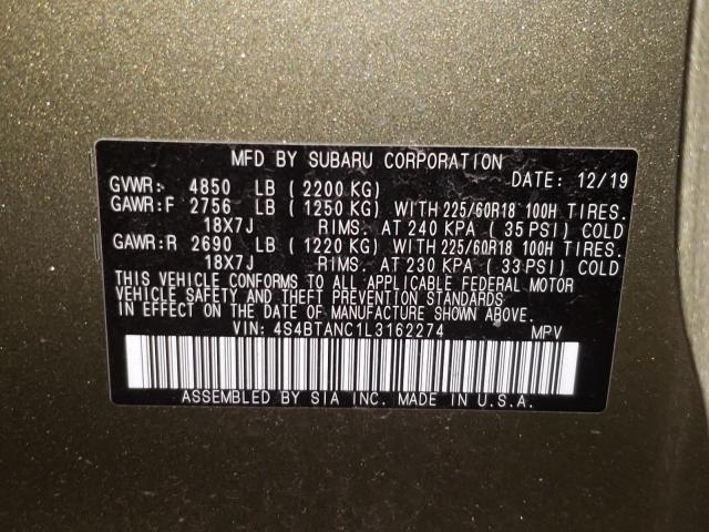 2020 SUBARU OUTBACK LI 4S4BTANC1L3162274