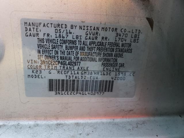 2016 NISSAN VERSA NOTE 3N1CE2CP4GL402977