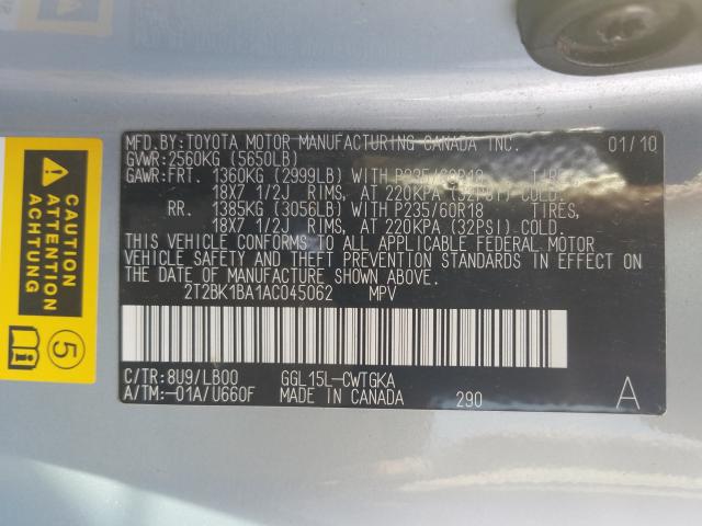 2010 LEXUS ES350 2T2BK1BA1AC045062