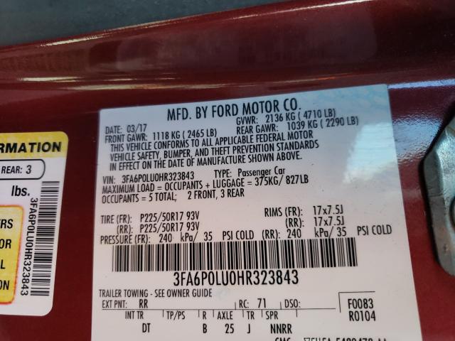 2017 FORD FUSION 3FA6P0LU0HR323843
