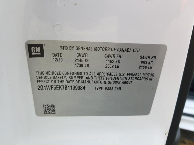 2011 CHEVROLET IMPALA LS 2G1WF5EK7B1199984