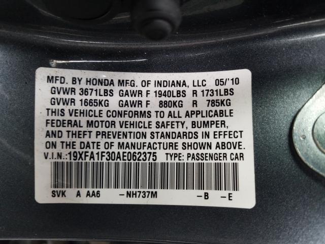 2010 HONDA CIVIC VP 19XFA1F30AE062375