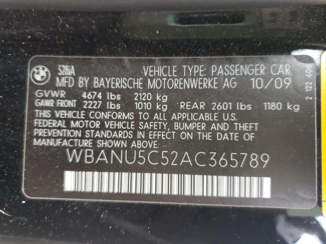 2010 BMW 528 I WBANU5C52AC365789
