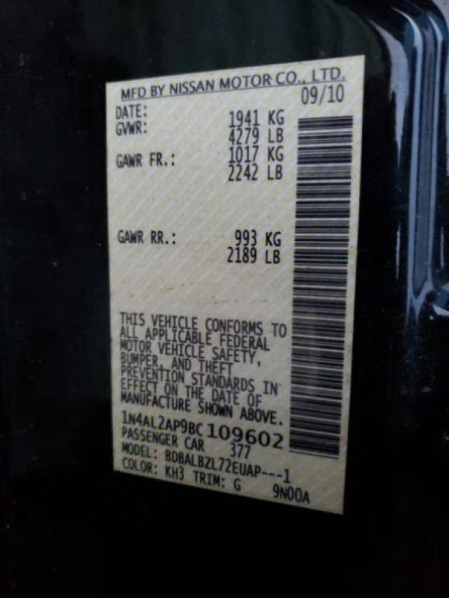 2011 NISSAN ALTIMA 1N4AL2AP9BC109602