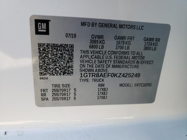 2019 GMC SIERRA C15 1GTR8AEF0KZ425249