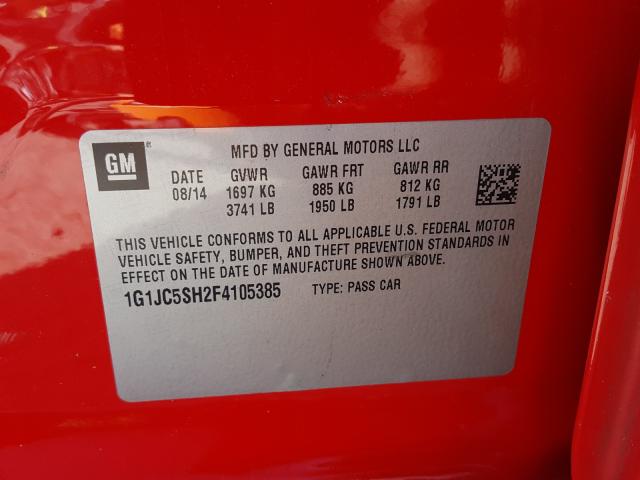 2015 CHEVROLET SONIC LT 1G1JC5SH2F4105385