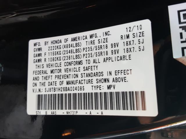 2011 ACURA RDX 5J8TB1H26BA004085