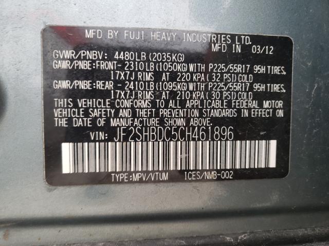 2012 SUBARU FORESTER 2 JF2SHBDC5CH461896