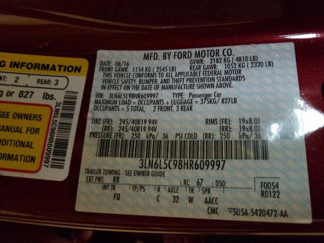 2017 LINCOLN MKZ SELECT 3LN6L5C98HR609997