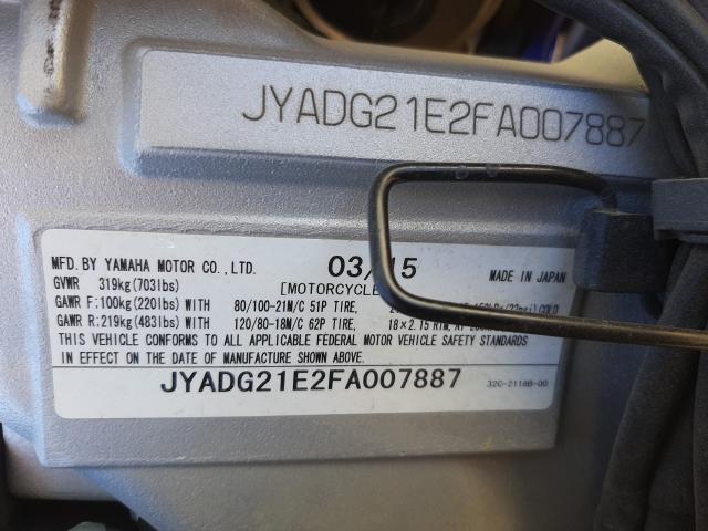 2015 YAMAHA WR250 R JYADG21E2FA007887